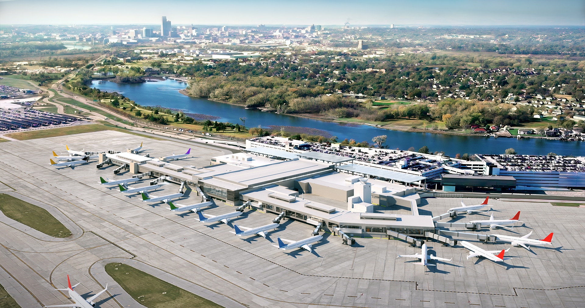 Full Render of Updated Terminal at Eppley Airfield in Omaha, NE